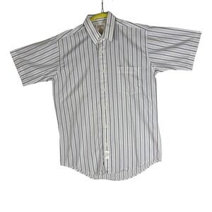 Barrie Hawick Scotland Mens Grey White Striped Short Sleeve Button Down Shirt 15